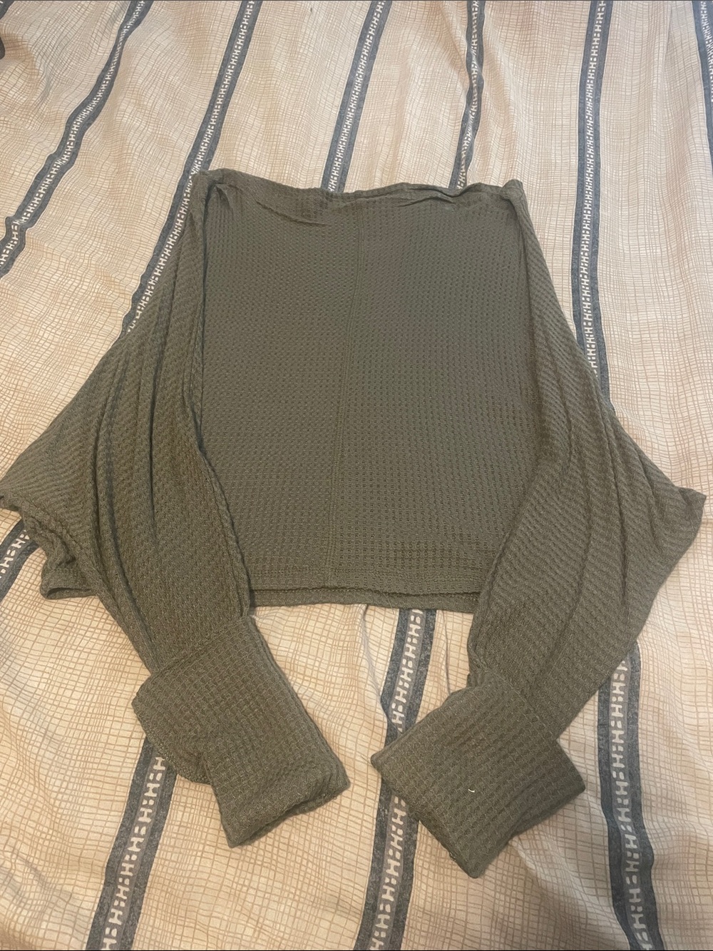 Fashion Nova Olive Green Waffle Knit Crop Top